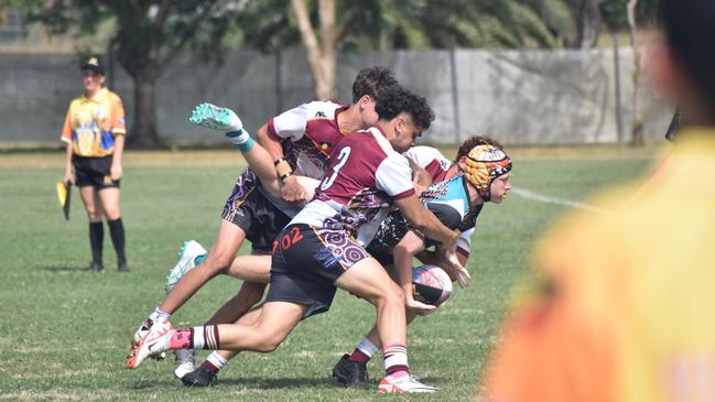 Warba Wangarunya Rugby League Carnival, under-17 boys, Yunba Buddas versus Gracemere Goannas, Saleyards Park, Rockhampton, January 19, 2024.