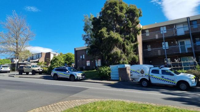 Tasmania Fire Service at a unit fire at Condell Place, North Hobart. Picture: Elise Kaine