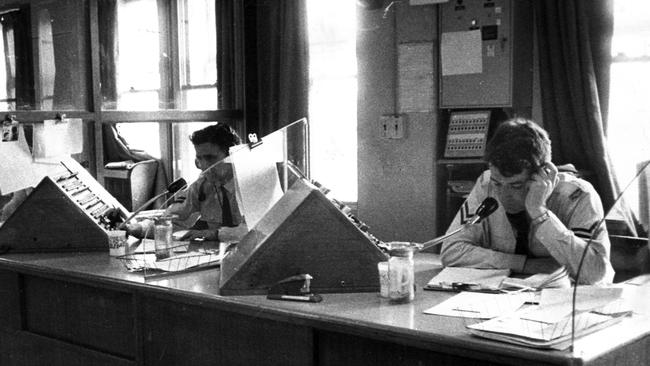 Police at Melbourne’s Russell St police headquarters in the 1970s, when the force was more independent of government.