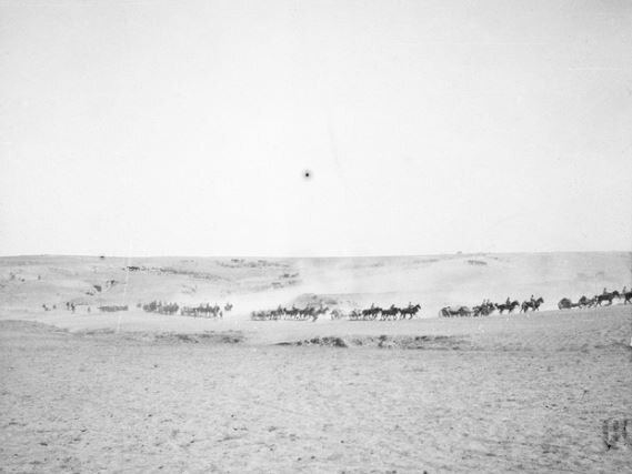 Australian Light Horsemen advancing on Beersheba. Source: Australian War Memorial