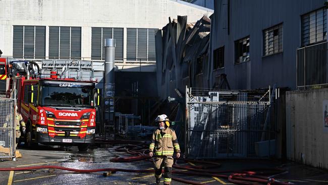 Part of the building has collapsed. Picture: Lyndon Mechielsen/Courier Mail