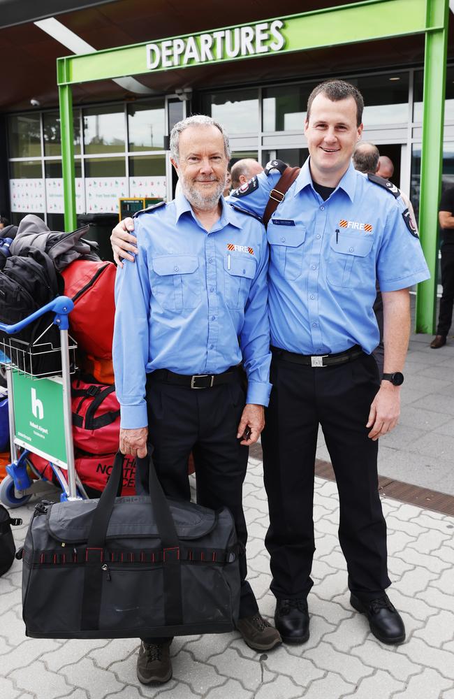 Phil Sanger 2nd officer with Channel Fire Brigade and son Jake Sanger 33 career senior firefighter with Hobart Fire Brigade who are being deployed interstate together for the first time. Picture: Nikki Davis-Jones