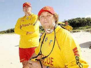 Ballina Lighthouse Surf Lifesaving Club’s (from left) president Kris Beavis, lifesaver Will O’Donnell, and (background) captain Andrew Dougherty. . Picture: Doug Eaton