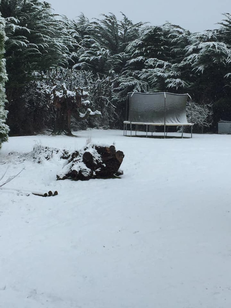 Snow at Waratah, West Coast of Tasmania. Picture COBI LANDRY