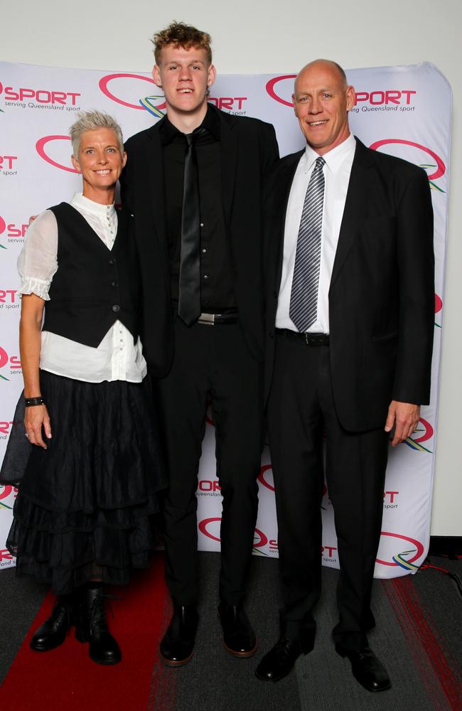 Kylie, Rocco and Bjorn Zikarsky at the Queensland Sport Awards. Picture: David Clark