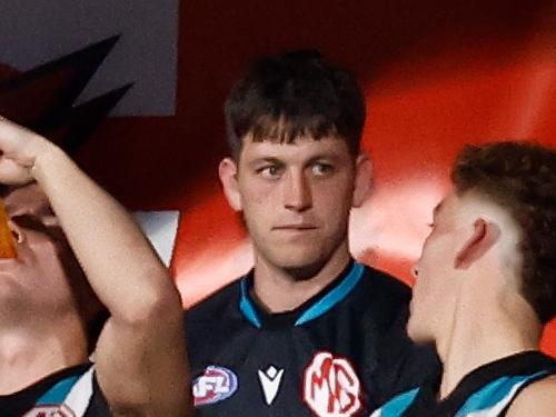 ADELAIDE, AUSTRALIA - SEPTEMBER 05: Zak Butters of the Power looks on after being subbed from the match during the 2024 AFL Second Qualifying Final match between the Port Adelaide Power and the Geelong Cats at Adelaide Oval on September 05, 2024 in Adelaide, Australia. (Photo by Michael Willson/AFL Photos via Getty Images)