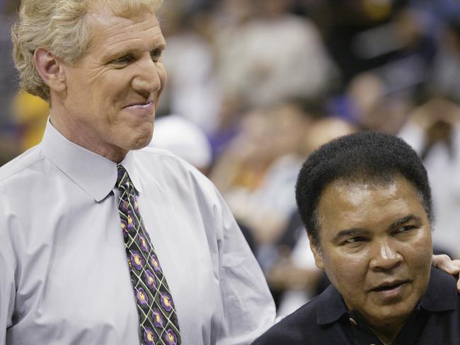 Bill Walton and Muhammad Ali at a Lakers game in 2002.