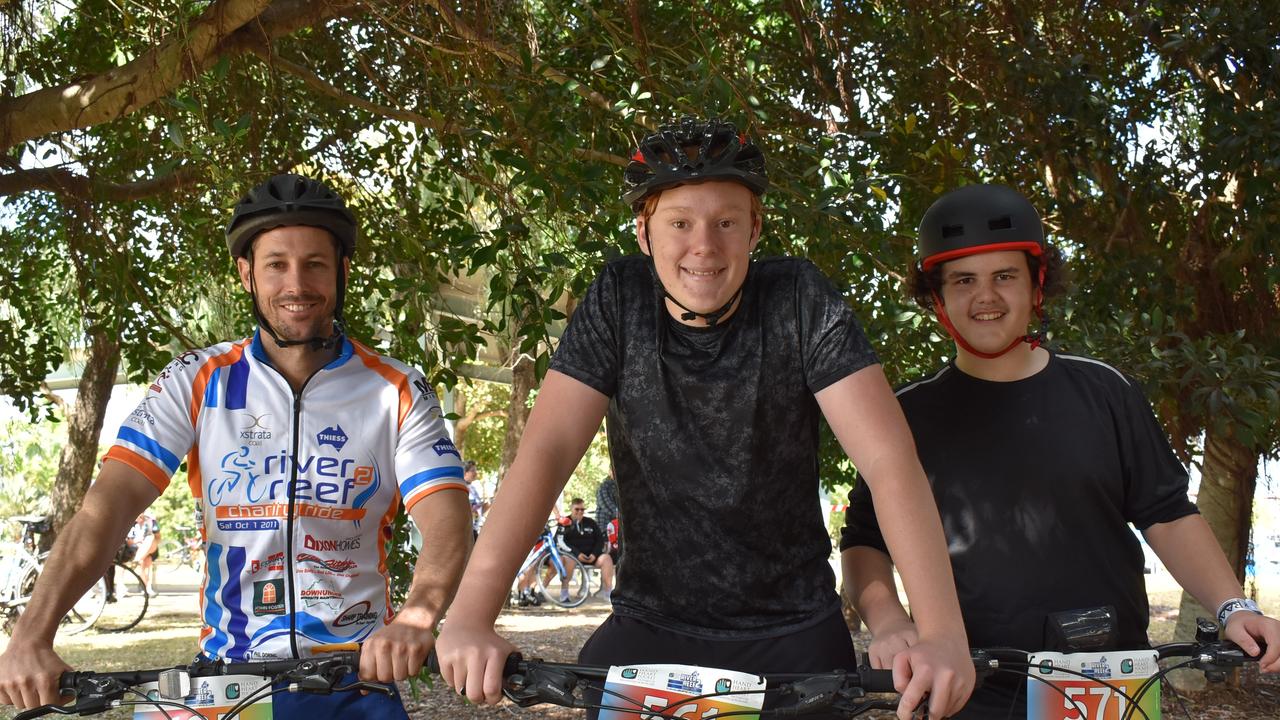 Mackay and District BMX Club, or MAD BMX Club members (from left) Michael Wallin, Ryan Tickle and Jack Armstrong at the River2Reef Ride. Picture: Tara Miko