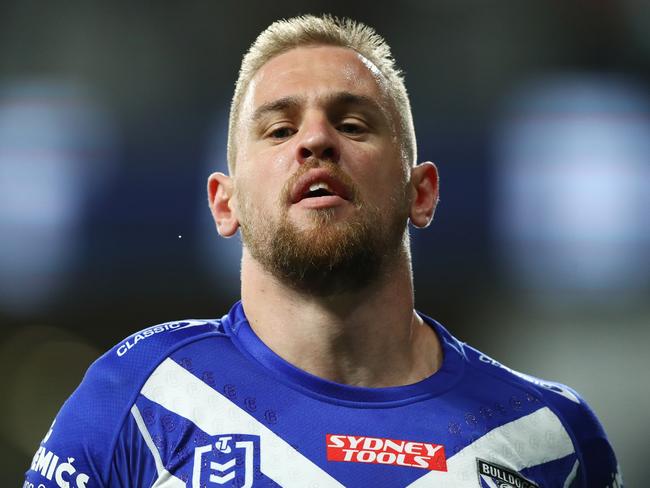 SYDNEY, AUSTRALIA - APRIL 10: Matthew Dufty of the Bulldogs warms up during the round five NRL match between the Canterbury Bulldogs and the Penrith Panthers at CommBank Stadium, on April 10, 2022, in Sydney, Australia. (Photo by Mark Metcalfe/Getty Images)