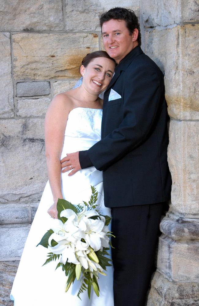 Brooke Laycock and Patrick Nolan on their wedding day in Gympie on April 30, 2006.