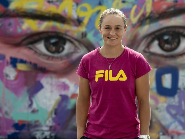 Ashleigh BARTY (AUS) visited the mural by artist Paink that is part of ACE 2021  during Day 9 of the Australian Open at Melbourne Park on Tuesday, February 16, 2021. MANDATORY PHOTO CREDIT Tennis Australia/ FIONA HAMILTON