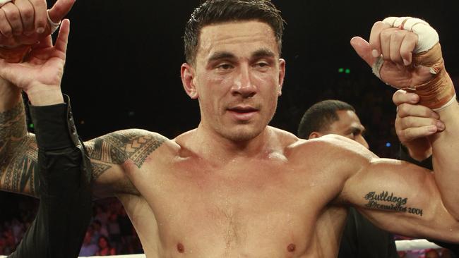 BCM 8.2.2013 Boxing at the Brisbane entertainment centre. Sonny Bill Williams after the win. Pic Jono Searle