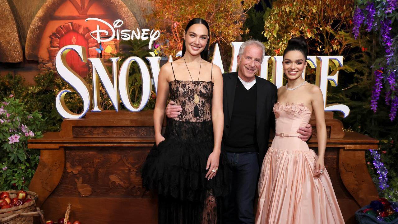 With producer Mark E. Platt and Gal Gadot at the world premiere of Snow White in Hollywood on March 15. Picture: Rodin Eckenroth/Getty Images for Disney