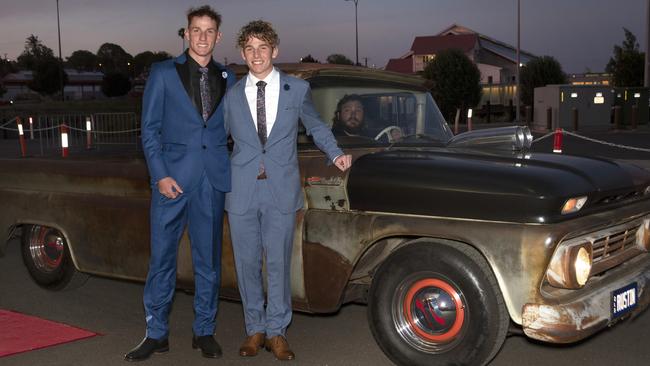 Toowoomba Grammar School senior formal held at Rumours. Mannyx Smith (left) and Menphys-Reyne Smith
