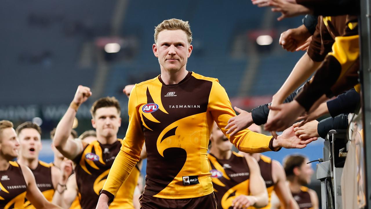 James Sicily was immense again for Hawks on Saturday. Picture: Dylan Burns/AFL Photos via Getty Images