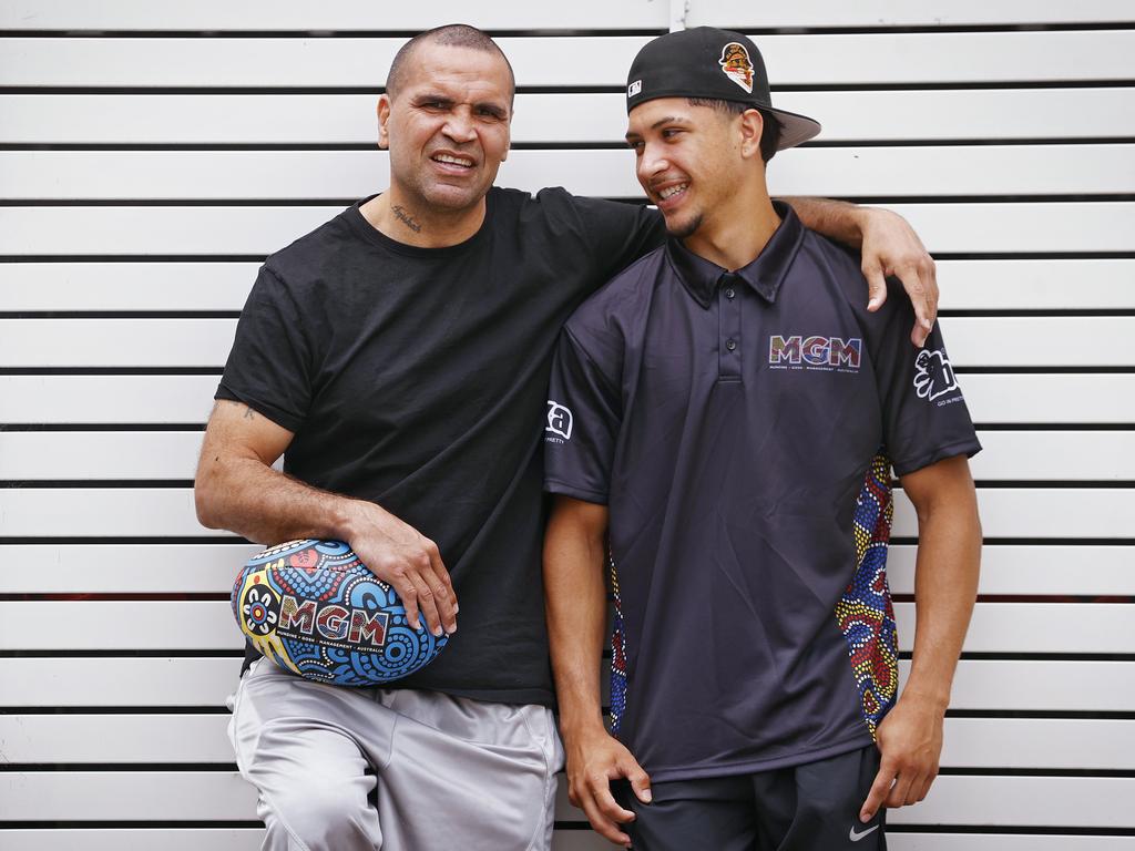 Anthony Mundine with his son Anthony Mundine III. Picture: Sam Ruttyn