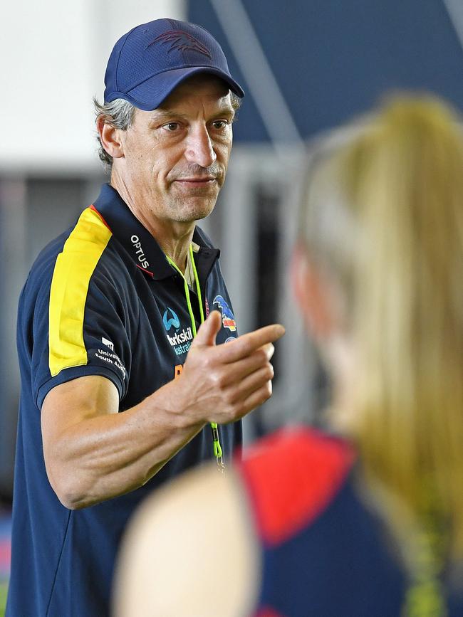 Crows AFLW head coach Matthew Clarke during pre-season training at the club’s West Lakes headquarters.