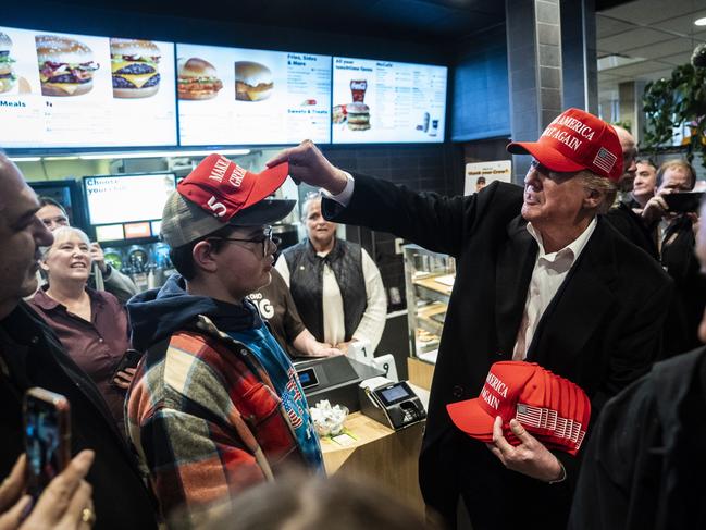 Donald Trump paid a visit to a McDonald’s in Ohio in February. Picture: Getty