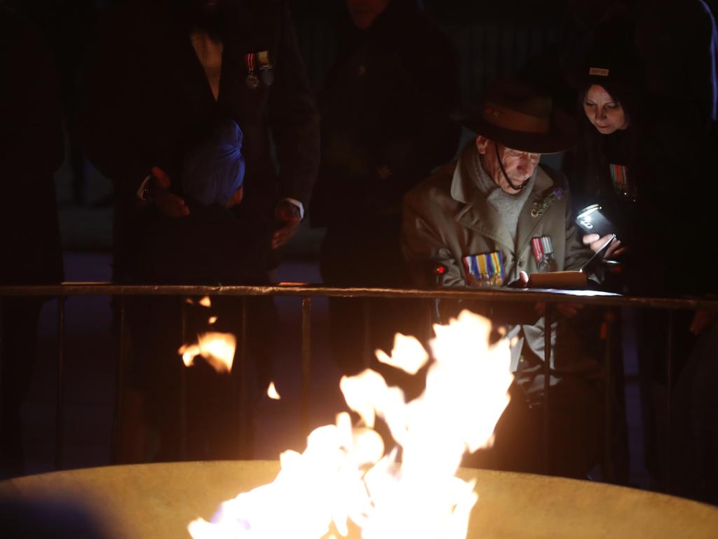 The dawn service at the Shrine of Remembrance. Picture: David Crosling