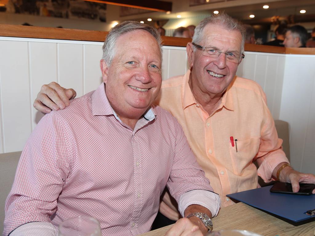 Ian Healy and Pat Welsh at the BMD Northcliffe SLSC Sportsman’s Luncheon. Picture: Glenn Hampson.