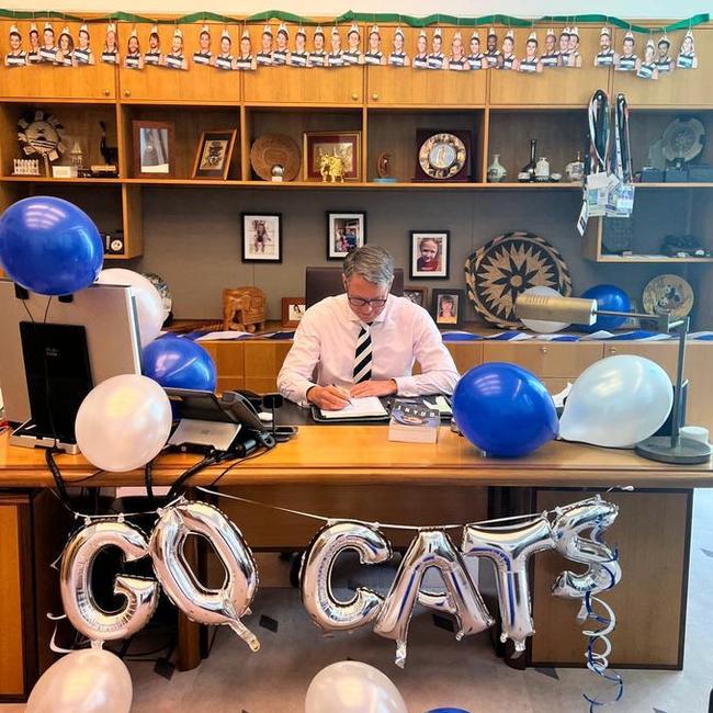 Richard Marles decked out his office in blue and white in the lead-up to the grand final.