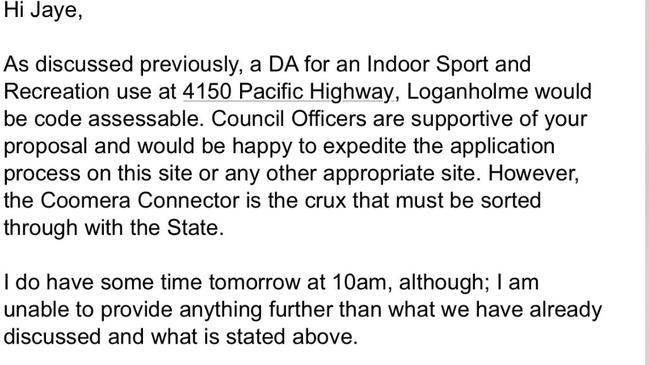 An excerpt from a letter to Jaye Rose from Logan City Council in March.