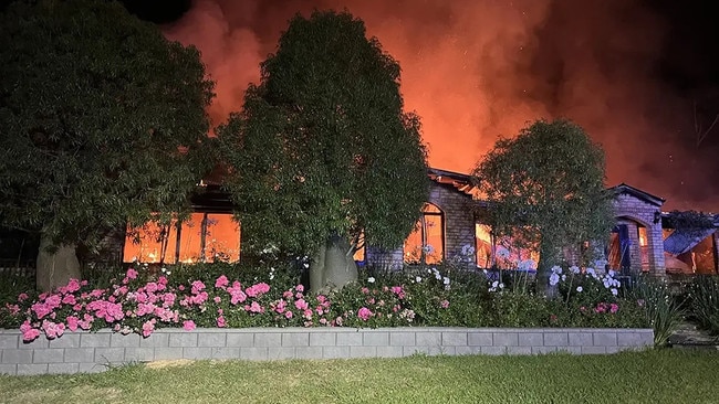 House at Williamstown engulfed in flames. Picture: Facebook/CFS