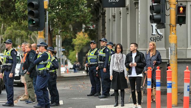 There was a heavy police presence at the march. Picture: Mark Stewart