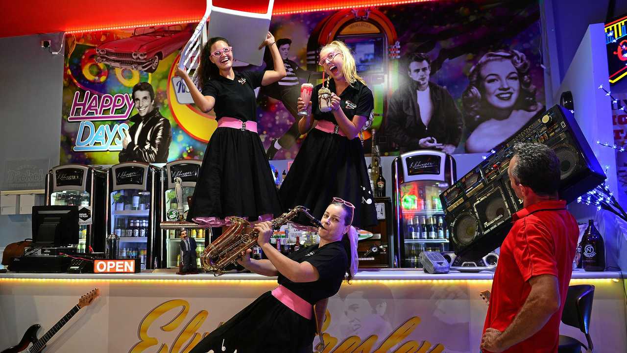 Jenny Princis, Nicki Burbacher and Terri and Devon Howie at the New Orleans Diner in Mooloolaba in February. Picture: John McCutcheon