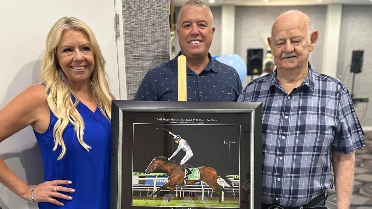 Steve Reid (centre) with wife Mandy and father-in-law Harry Dennis, a Vietnam veteran who is the inspiration behind Private Harry's name. Picture: Supplied