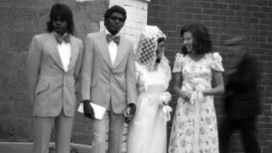 Aboriginal elder Kenneth Ngalati Ken with his wife, Sandra, on their wedding day in Adelaide. Picture: The Ken Family