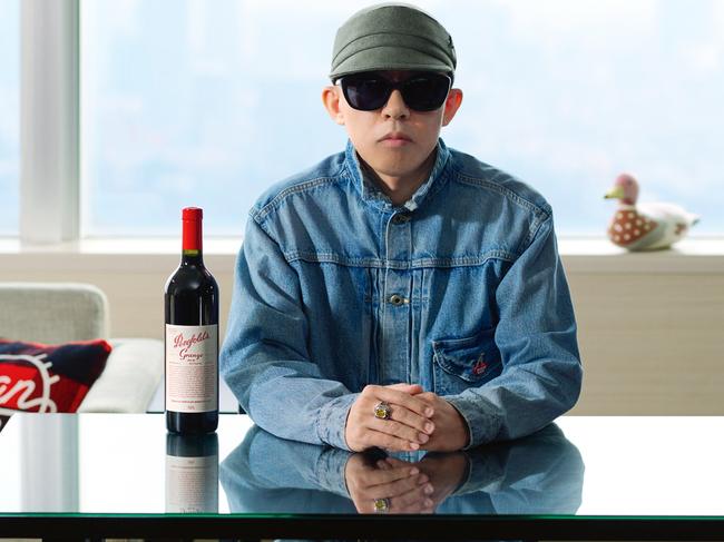 EMBARGO FOR WISH 01 MAR 2024. FEE MAY APPLY.  Japanese streetwear designer and Penfolds creative partner Nigo is pushing the Australian winemaker out of its comfort zone with new labels for the most revered and recognized of its wines, Grange. Photo: Macie J Kucia