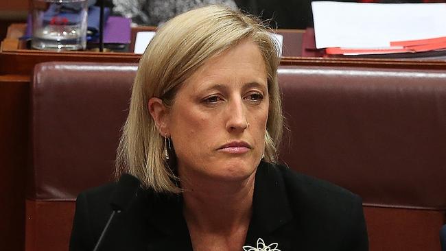 Senator Katy Gallagher speaking in the Senate Chamber, at Parliament House in Canberra. Picture Kym Smith