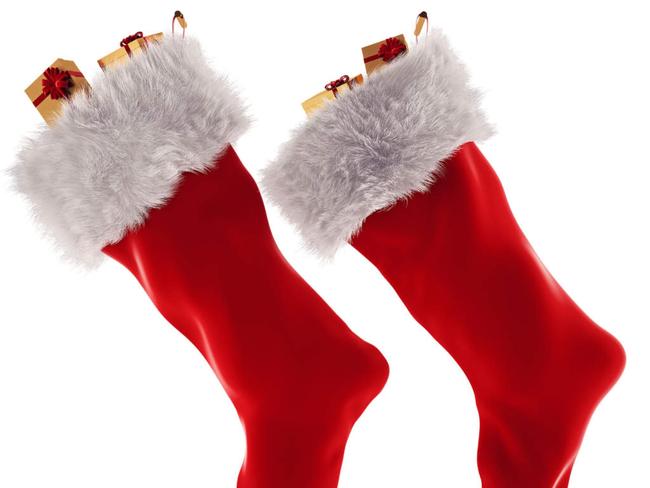 Christmas stocking in 3d isolated on white background