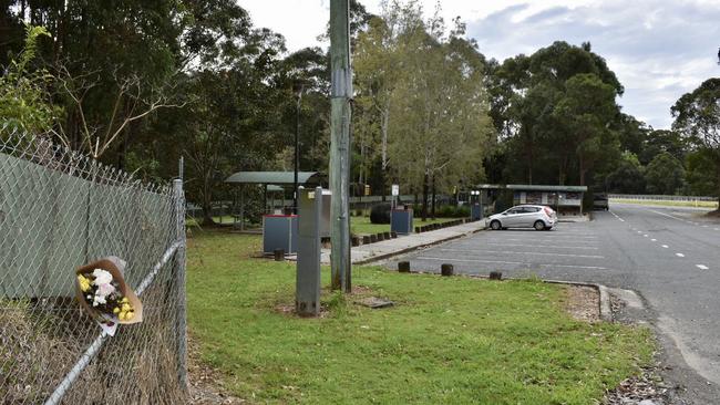 The Sleepy Hollow rest area, near where the body was found. Flowers were left following the discovery. Photo: Javier Encalada/Northern Star