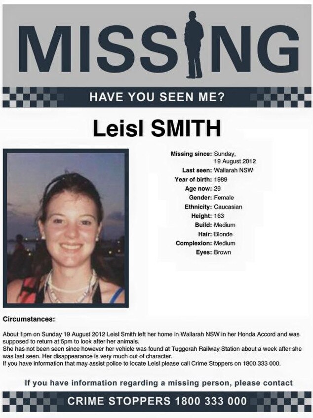 Leisl Smith has been missing since August, 2012. Picture: Supplied