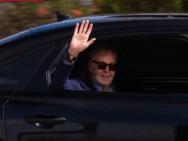 Sir Paul McCartney has touched down in Adelaide ahead of his Australian tour. Picture: NINE NEWS