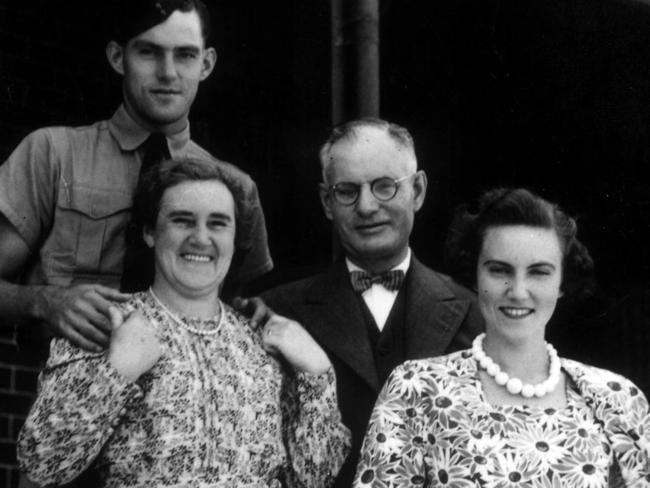 Copy pic Prime Minister John Curtin with his family, son John, wife Elsie, and daughter Elsie circa 1940s. Pic. National Library of Australia. Picture: Supplied