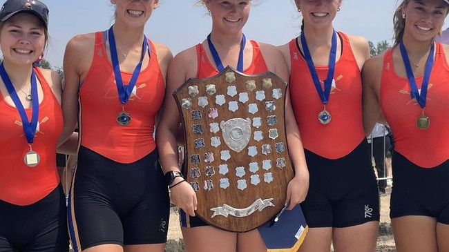 The winning Ballarat Clarendon College team. Cooper Nolle, Phoebe Maher, Mackenzie Kopke-Veldhuis, Annabelle Moloney, Teja Kirsanovs. Picture: Shane Jones.