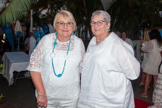 Vicki Crowley and Rhonda Saron at Mantra Mackay for a Touch of Teal Soiree Trudy Crowley Foundation fundraising event 2022 Picture: Michaela Harlow