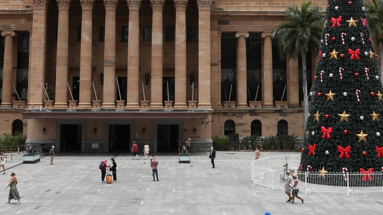 Brisbane’s King George Square at lunch time on Friday. Picture: Liam Kidston