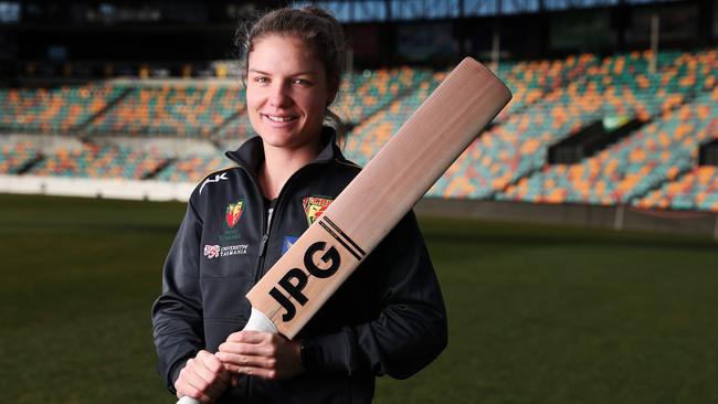 Nicola Carey, member of the Australian and Tasmanian women's cricket teams, at Blundstone Arena. Picture: NIKKI DAVIS-JONES