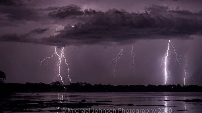 Michael Johnsen shot some amazing pictures of lightning over the northern part of the Central Coast on Sunday. Picture: Michael Johnsen