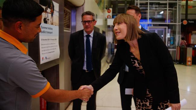 Transport Minister Jo Haylen pictured in Sydney on Christmas Eve after planned rail disruption on New Year’s Eve was abandoned by the unions. Picture: Nikki Short