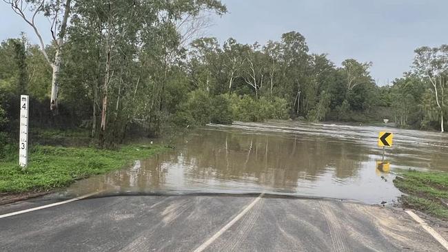 The Laura River on Sunday. According to the Bureau the river was 1.37m above the bridge and falling on Monday morning. Picture: Hayley Sinclair