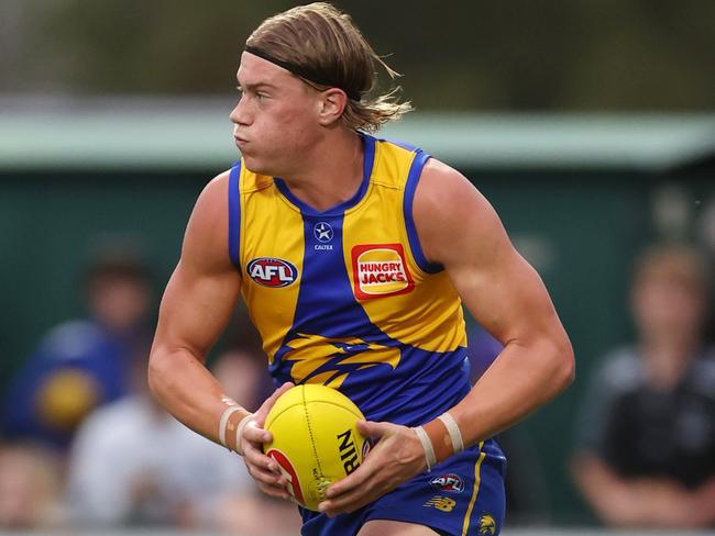 In his first competitive contest as an AFL player, Harley Reid had a mixed bag against the Dockers. Picture: Will Russell/Getty Images