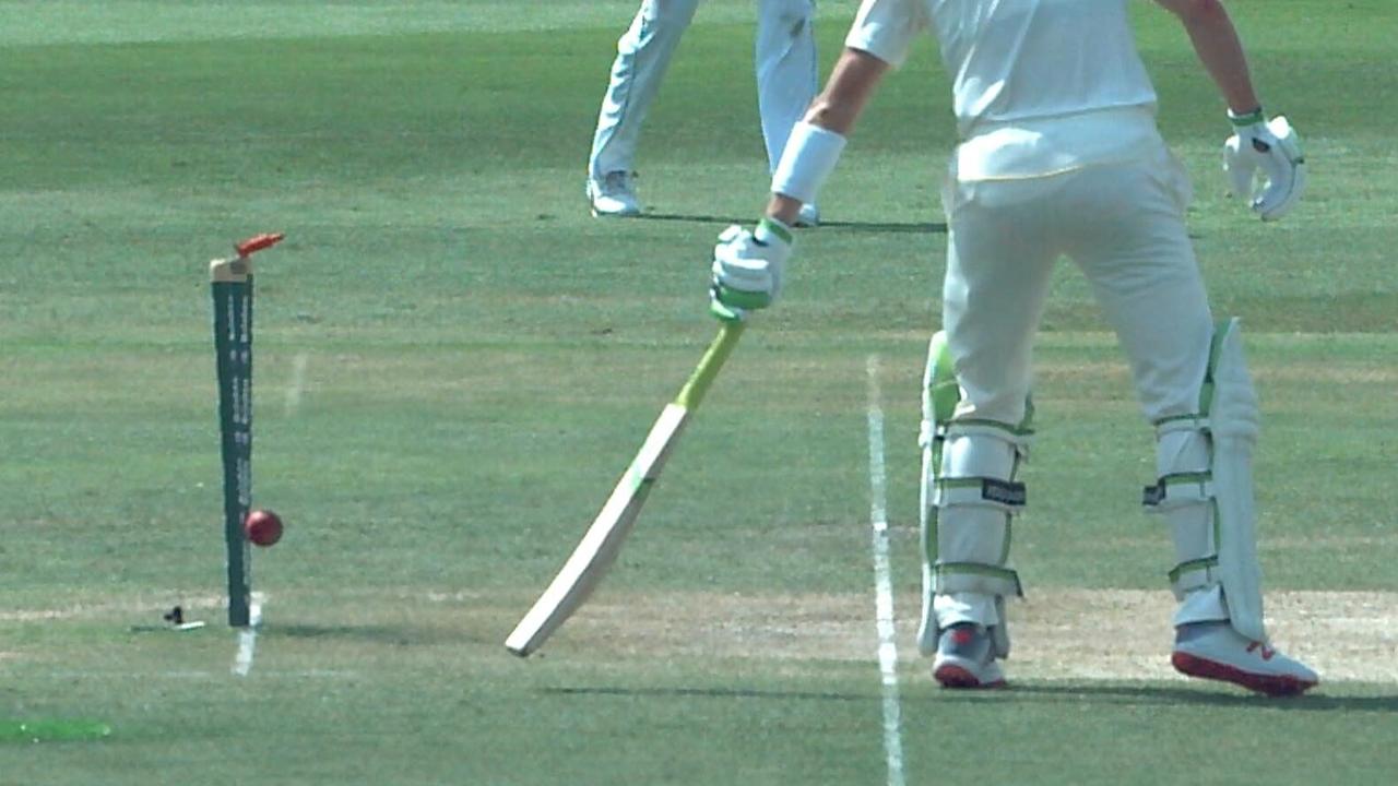 Marnus Labuschagne was caught napping at the non-striker's end.