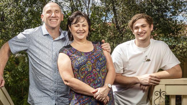 Private health insurance premiums rising on October 1. Julie Hallett, 53, husband Bruce, 55, and son Jordan, 21, recently switched their health cover to save. Picture: Tim Carrafa.