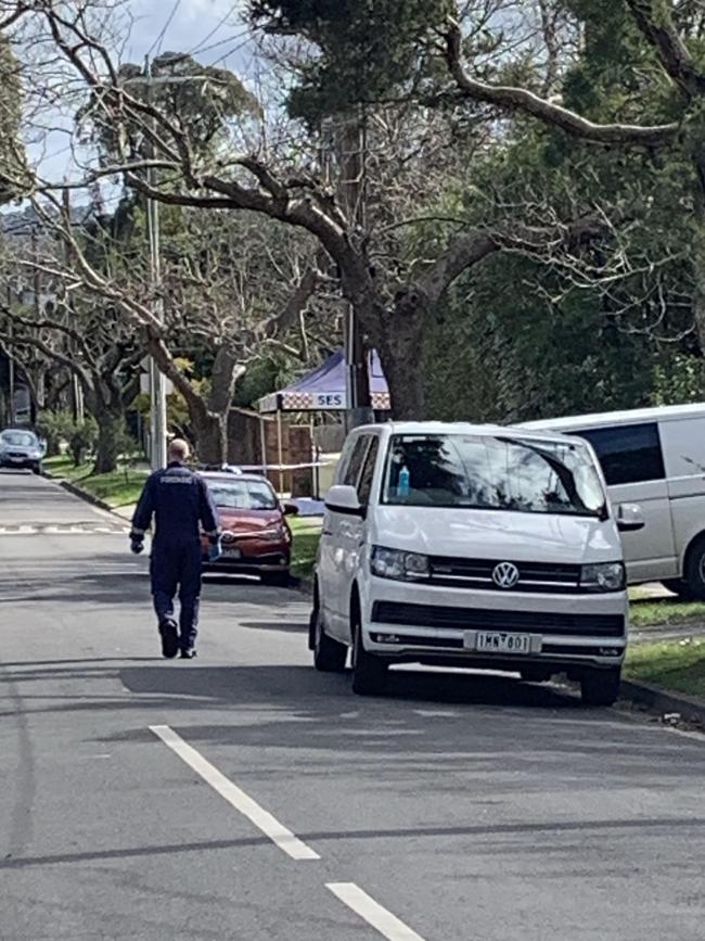 The body was found on the footpath in Browning St, Kilsyth. Picture: Brianna Travers