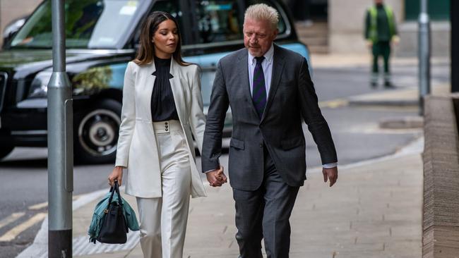 Boris Becker and his partner Lilian de Carvalho. Picture: Getty Images